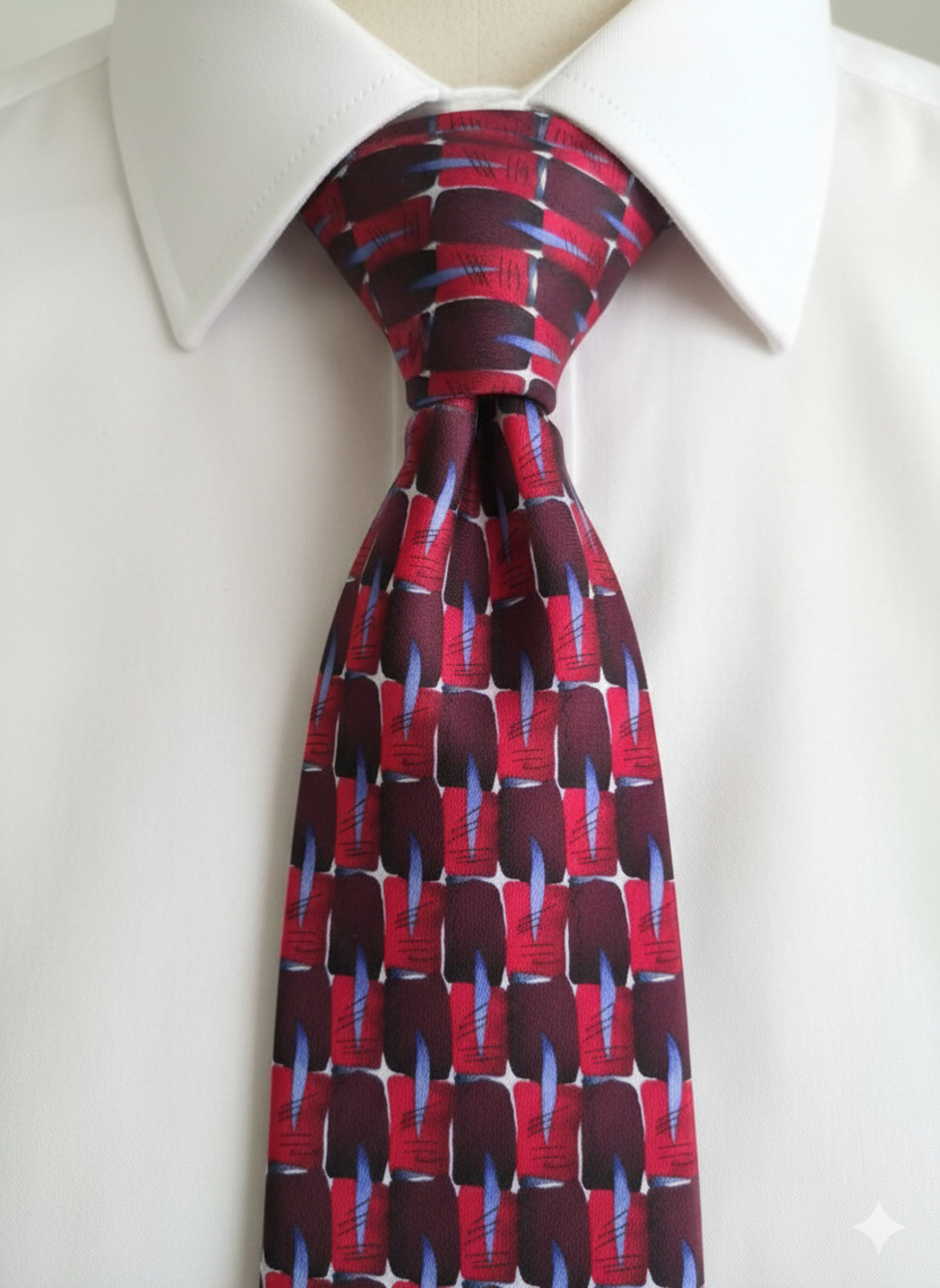 J. Garcia 1996 Collection Fifteen 15 - Fine Etching - red maroon silk tie- 58.5"